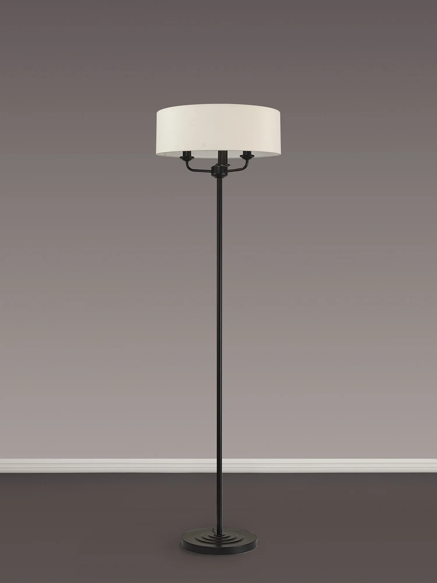 Banyan 45cm 3 Light Floor Lamp Matt Black, Ivory Pearl DK1056  Deco Banyan MB IV